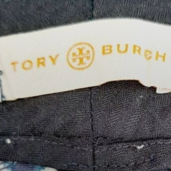 TORY BURCH / Slim Crop Ponte Pants Blue Tribal Print Sz XS - Picture 9 of 11